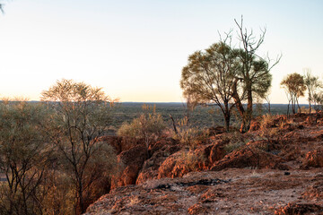Fototapeta premium Sunset over Baldy Knob, Quilpie, Queensland