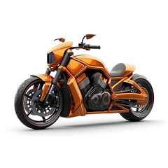 Orange motorcycle on white background