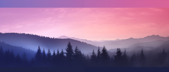 Fototapeta premium Twilight over Silhouetted Forest Hills