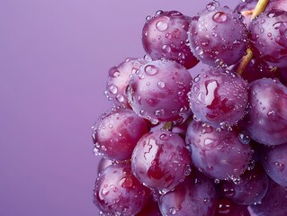 Water Droplets On Purple Grapes