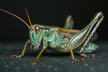 Fototapeta premium Close-up of a Green Grasshopper