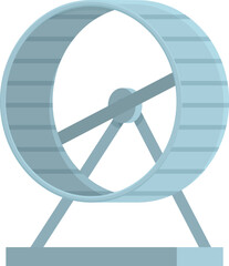 Classic metal hamster wheel is standing on a support structure