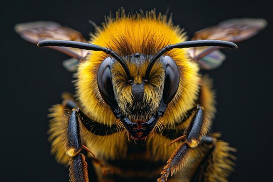 Macro Photography of a Bee's Face