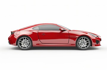 Obraz premium Red car isolated on white background, side view