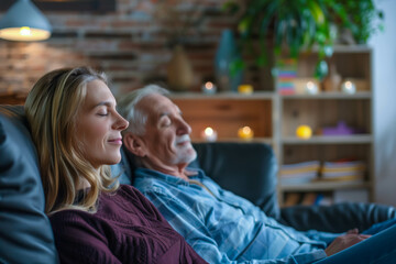 Female Therapist and Senior Man Relaxing During Therapy Session