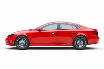 Naklejka premium Red car isolated on white background, side view