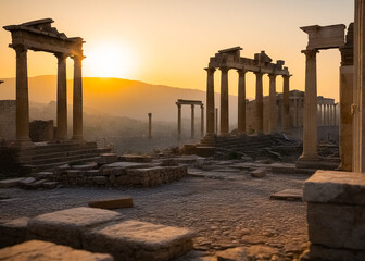 Ancient temple ruins. Generative AI