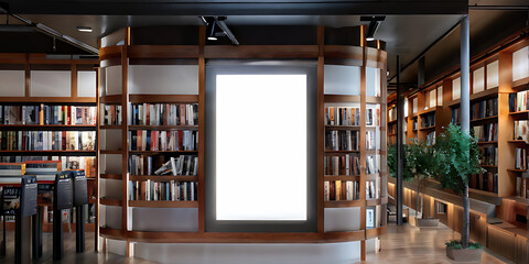 Blank advertising mockup board for advertisement at bookstore