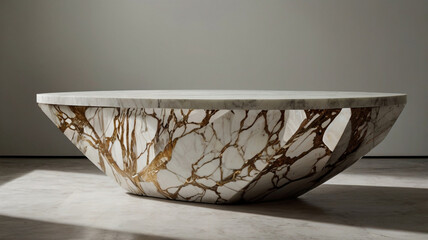 Fototapeta premium Polished marble table intricate veining details sleek