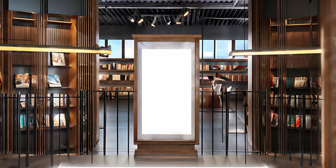 Blank advertising mockup board for advertisement at bookstore