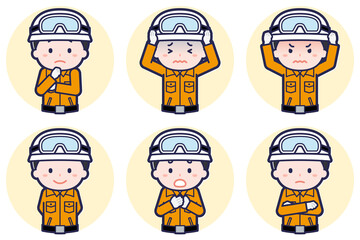 男性レスキュー隊員のポーズセット_05