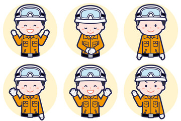 男性レスキュー隊員のポーズセット_02