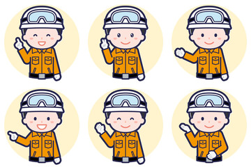 男性レスキュー隊員のポーズセット_03