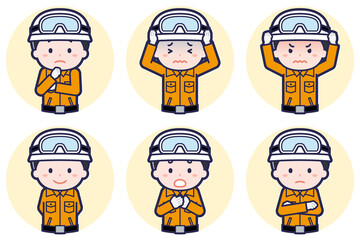 男性レスキュー隊員のポーズセット_05