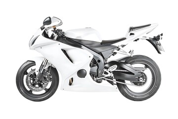 White motorcycle isolated on white background