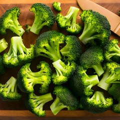 Healthy Green Organic Raw Broccoli Florets Ready for Cooking