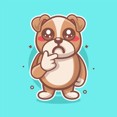 kawaii bulldog animal character mascot with thinking expression isolated cartoon