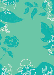 a blue floral background with a blue flower and a green background.