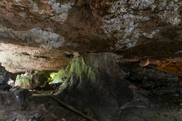 rocky settlement, cavern in cenote salva de yucatan mexico
