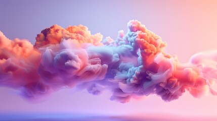 Abstract 3D background. Pink product display presentation. Empty space for product with floating white cloud on pink background.