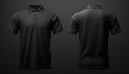 Black Polo Shirt Mockup - Front and Back View
