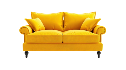 Yellow sofa on transparent background