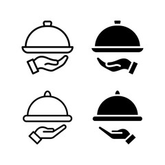 Platter icon set. restaurant sign. waiter symbol color editable
