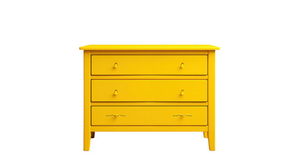 Yellow chest of drawers isolated on transparent background