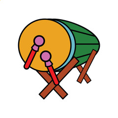 drum music instrument icon illustration design graphic flat style. illustration of a mosque drum. Design elements with an Islamic religious theme