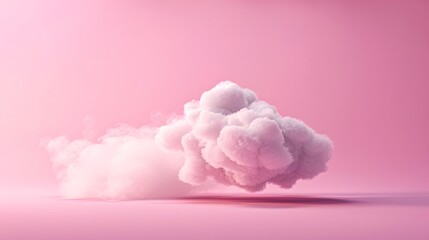 Abstract 3D background. Pink product display presentation. Empty space for product with floating white cloud on pink background.