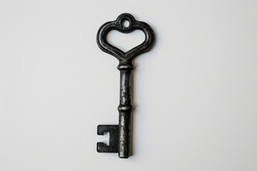 Antique key  on plain white background.