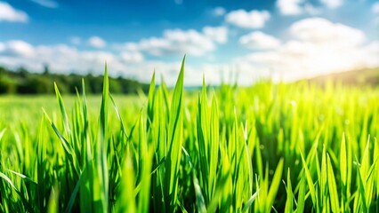 grass in front of blurred landscape