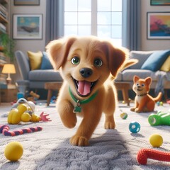 puppy playing with toy