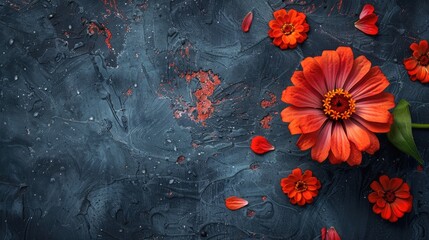 Top View of Zinnia Flower in Frame Banner for Mother s Day