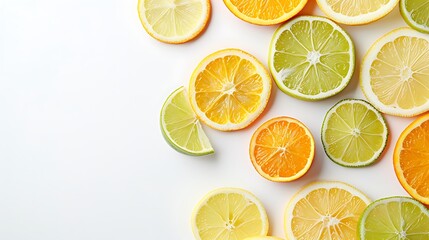 Obraz premium Citrus Fruit Slices on White Background