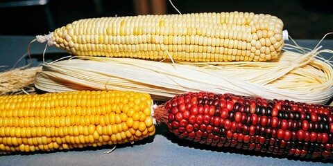 A bunch of corn with different colors and sizes