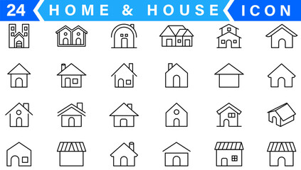 Home icon set. Containing house, property, loan, town, landlord, insurance, location, mortgage, for sale and more. Solid vector icons collection.