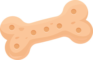 Dog treat in the shape of a bone is lying on a white background