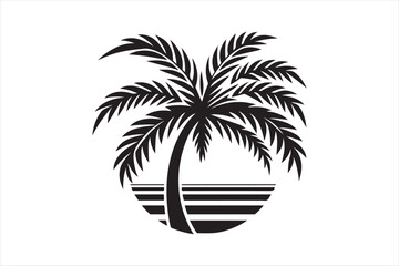 Palm Tree silhouete black colour vector illustration 