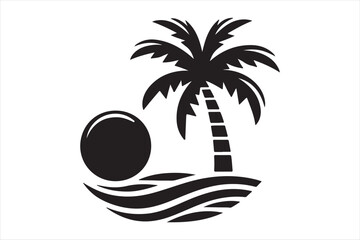 Palm Tree silhouete black colour vector illustration 