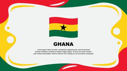 Ghana Flag Abstract Background Flat Design Template. Ghana Independence Day Banner Wallpaper Vector Illustration. Ghana Flag