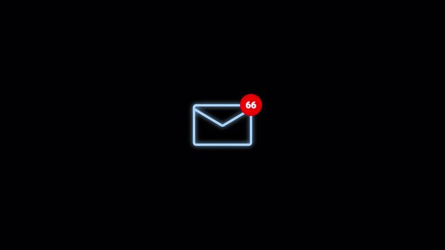 Social media message notification icon animation on alpha channel, Incoming message notification icon animation 4k background video