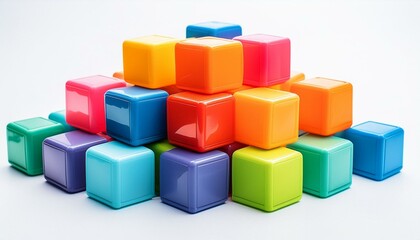 colorful blocks on white