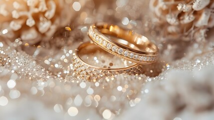 Jewelry diamond ring on a bokeh background 