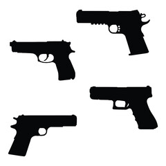 Pistol Gun Art Silhouette Vector Illustration Bundle