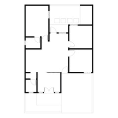 Black and White floor plan of a modern unfurnished house for your design. Suburban house vector blueprint. Architectural background. eps 10