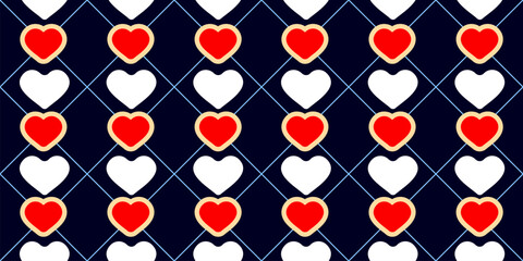 Hearts are depicted in a vector illustration. Seamless Abstract Pattern