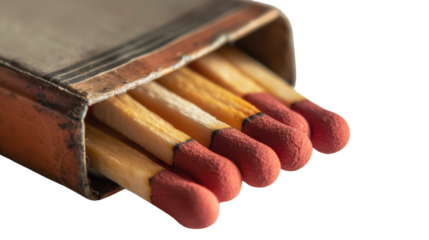 Old matchbook pack of matches on transparent background