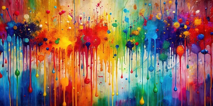 Abstract painting with dynamic drips and splatters , art, paint, artistic, colorful, vibrant, movement, creativity