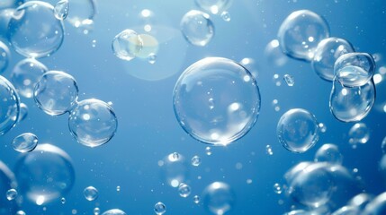 Imagine a blue background with floating bubbles of different sizes.